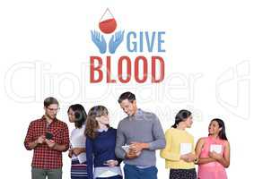 Group of people and blood donation concept