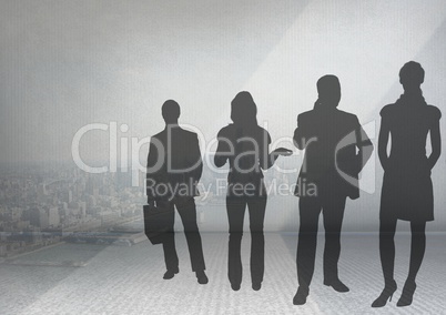 Silhouette of group of people with transition background