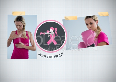 Join the fight text and Breast Cancer Awareness Photo Collage