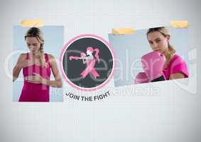 Join the fight text and Breast Cancer Awareness Photo Collage