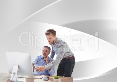 Businessmen meeting with bright curved background