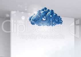 cog gears cloud with bright background