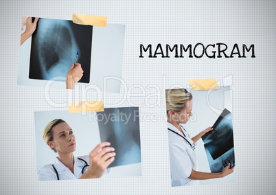 Mammogram text and Breast Cancer Awareness Photo Collage