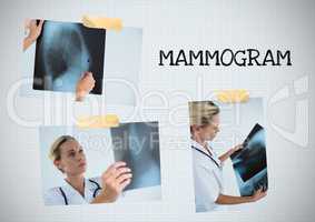 Mammogram text and Breast Cancer Awareness Photo Collage
