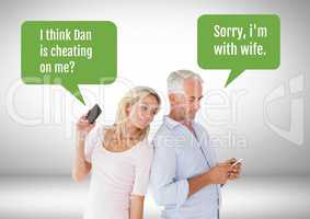 Couple texting about cheating