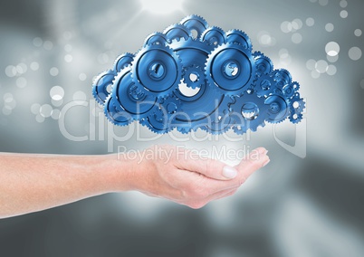 Open hand with cog gears cloud