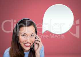 Customer care service woman with chat bubble