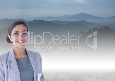 Businesswoman in nature mountains