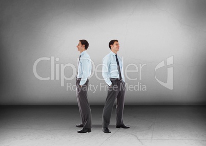 Businessman looking in opposite directions