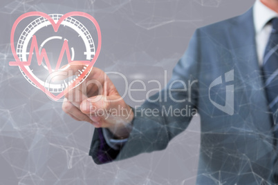 Composite image of midsection of businessman pointing