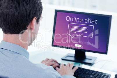 Composite image of online chat text with speech bubble
