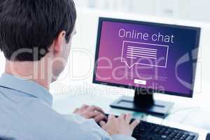 Composite image of online chat text with speech bubble
