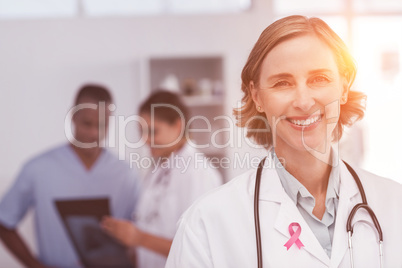 Composite image of breast cancer awareness ribbon