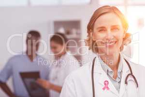 Composite image of breast cancer awareness ribbon