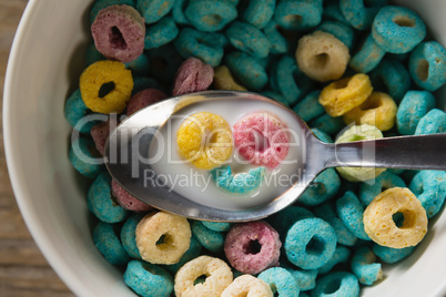 Cereal rings soaked in milk