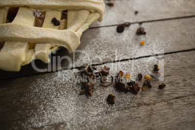 Cropped image of apple pie with spices