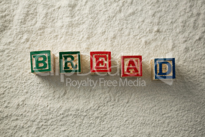 Bread text blocks on flour