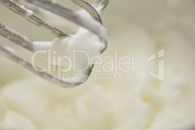 High angle view of batter on electric mixer