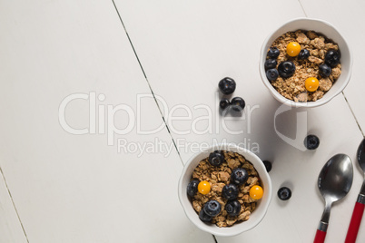 Bowl of breakfast cereals with spoon
