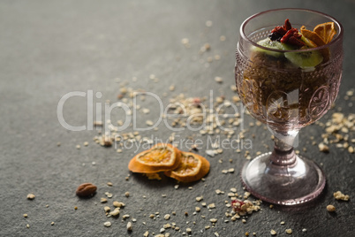 Dried fruits in glass