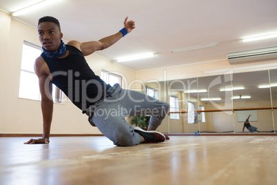 Male dancer rehearsing at studio