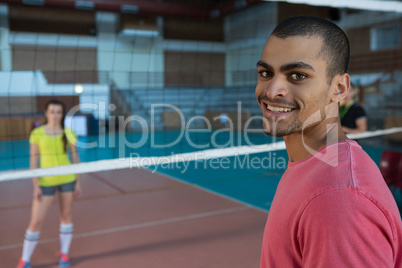 Portrait of male volleyball player at court