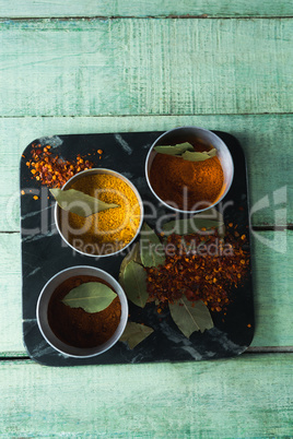 Various type spices on bowl