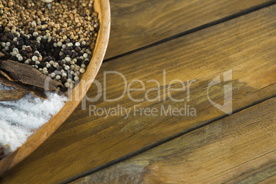 Various type spices on tray