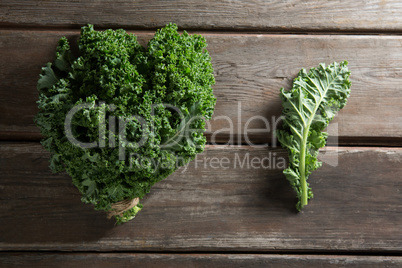 Kale vegetable on wooden table