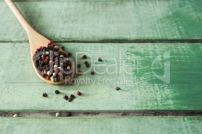 Mix peppercorns in spoon