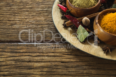 Various spices in plate