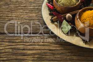 Various spices in plate