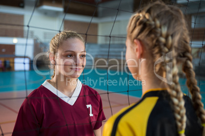 Two female player staring each other Two female player staring each other