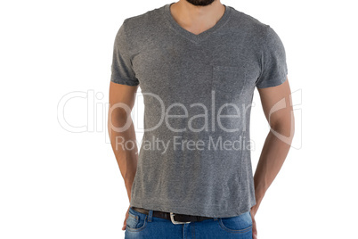 Man posing against white background