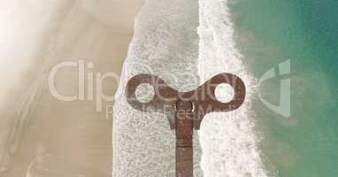 3D Rustic Key over beach