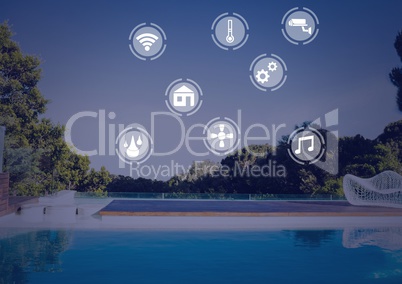 smart home interface at home swimming pool