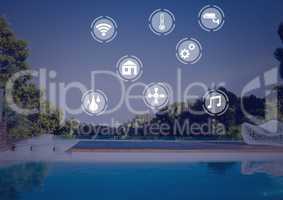 smart home interface at home swimming pool