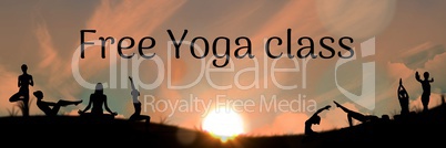 yoga sunset with text
