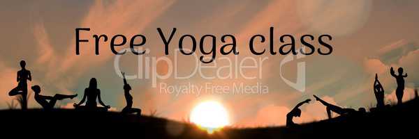 yoga sunset with text