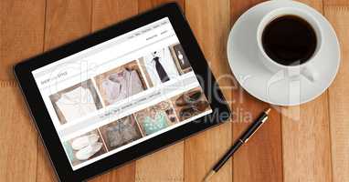 Tablet with online clothes shop mock up