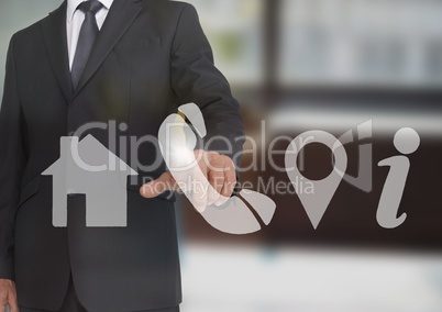 businessman using contact icon interface