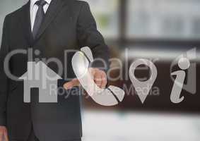 businessman using contact icon interface