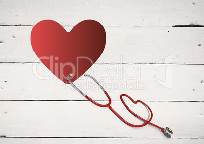 Heart with stethoscope