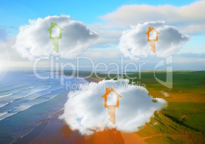 Key clouds floating over sea coast landscape