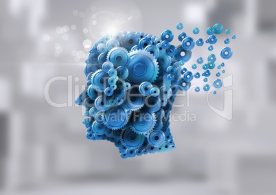 Cog head with bright background Cog head with bright background