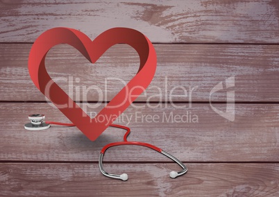 Heart with stethoscope