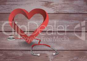 Heart with stethoscope