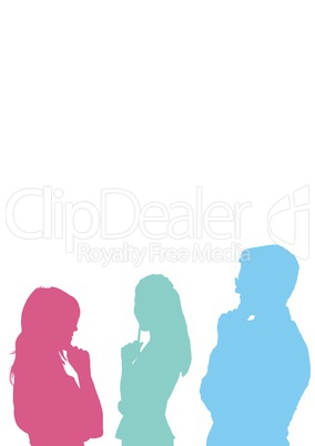 businessman and woman color silhouette