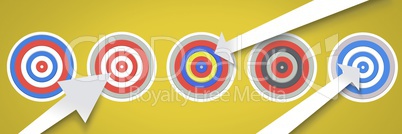 Row of five Targets with arrows