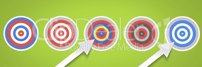 Row of five Targets with arrows